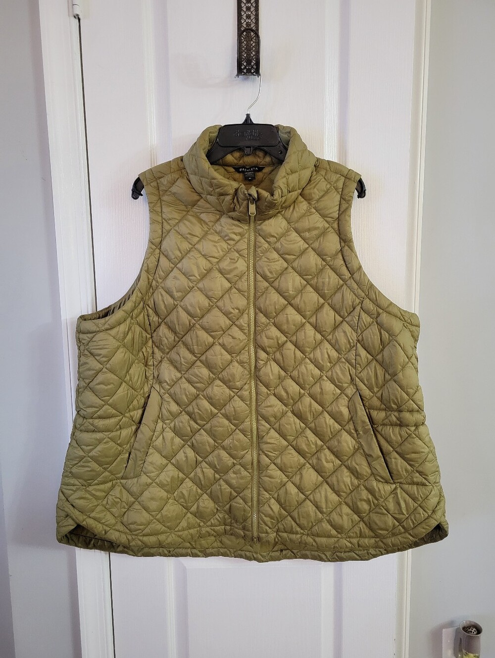 Athleta Whisper Featherless Puffer Vest Tapestry Gold Plus Size 3X Full Zip